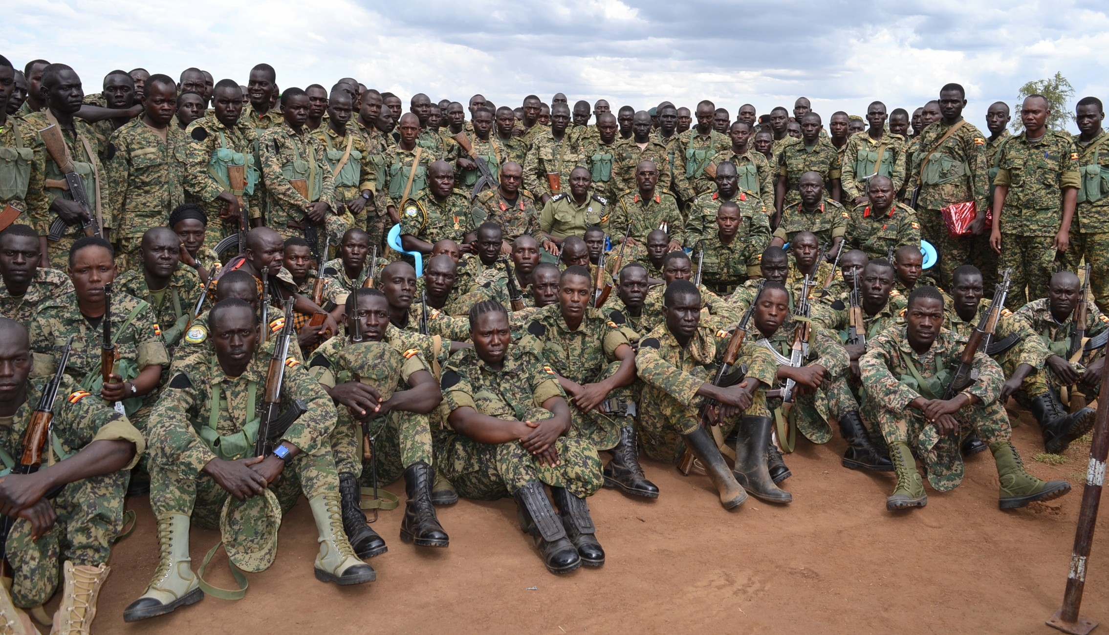 the soldiers who completed the three and half months refresher training in combat readiness and effectiveness intake 02/2023 at  Kolinyang, Napak District.